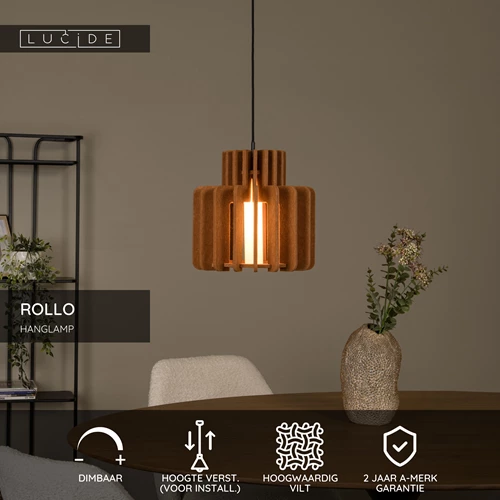 Lucide ROLLO - Hanglamp - 1xE27 - Terracotta - USP